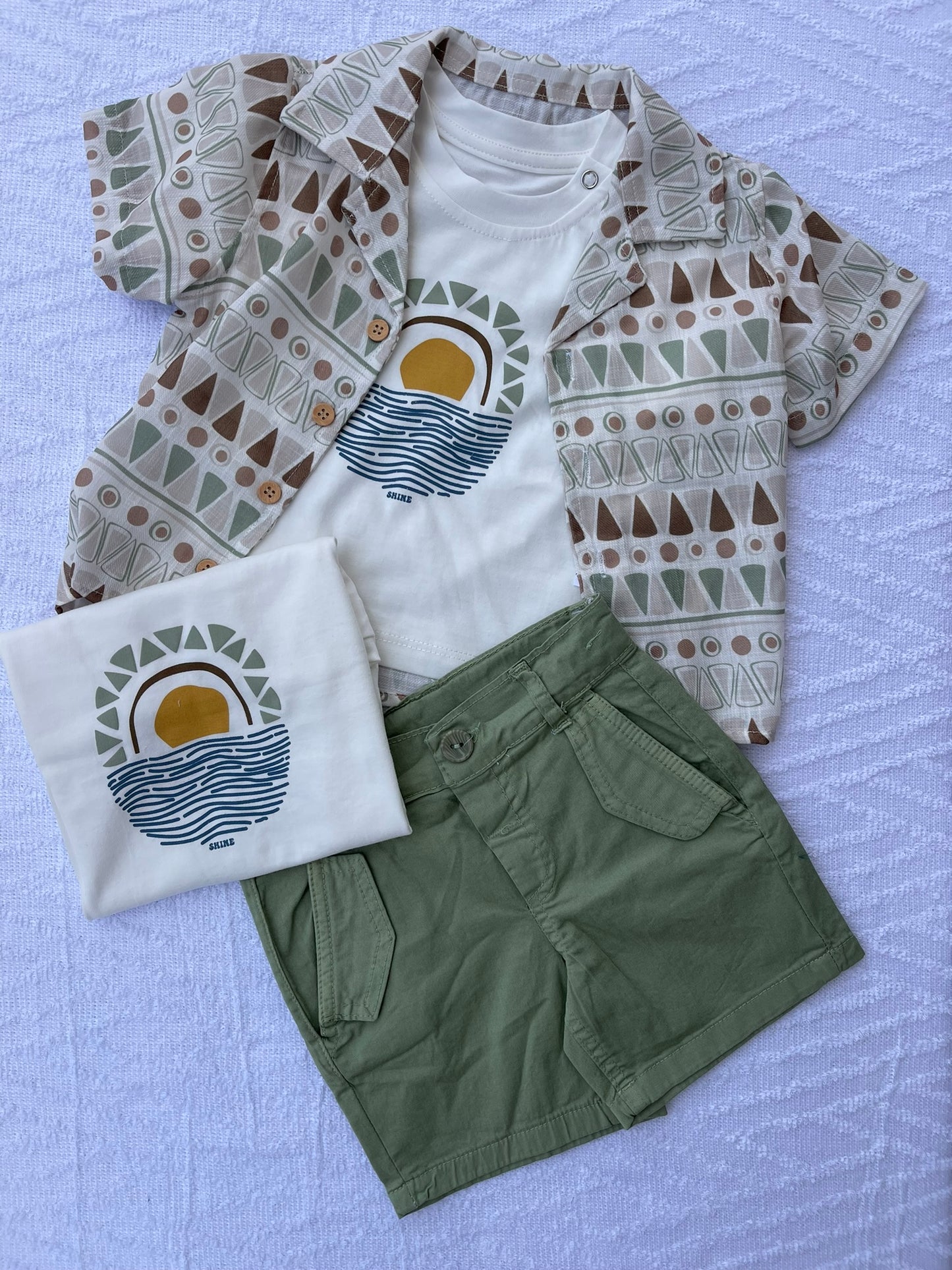 Ensemble 3 pieces Chemise+Tshirt+Short