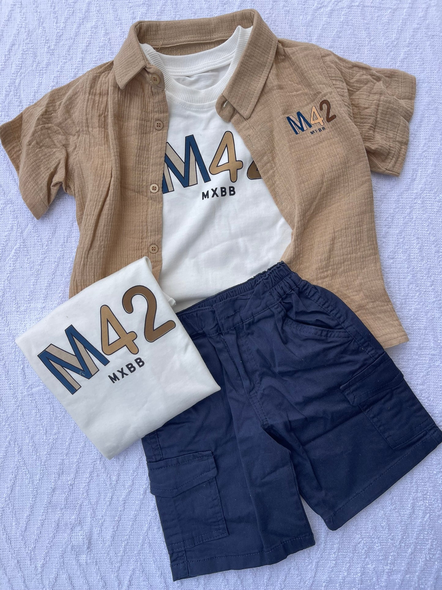 Ensemble 3 pieces Chemise+Tshirt+Short