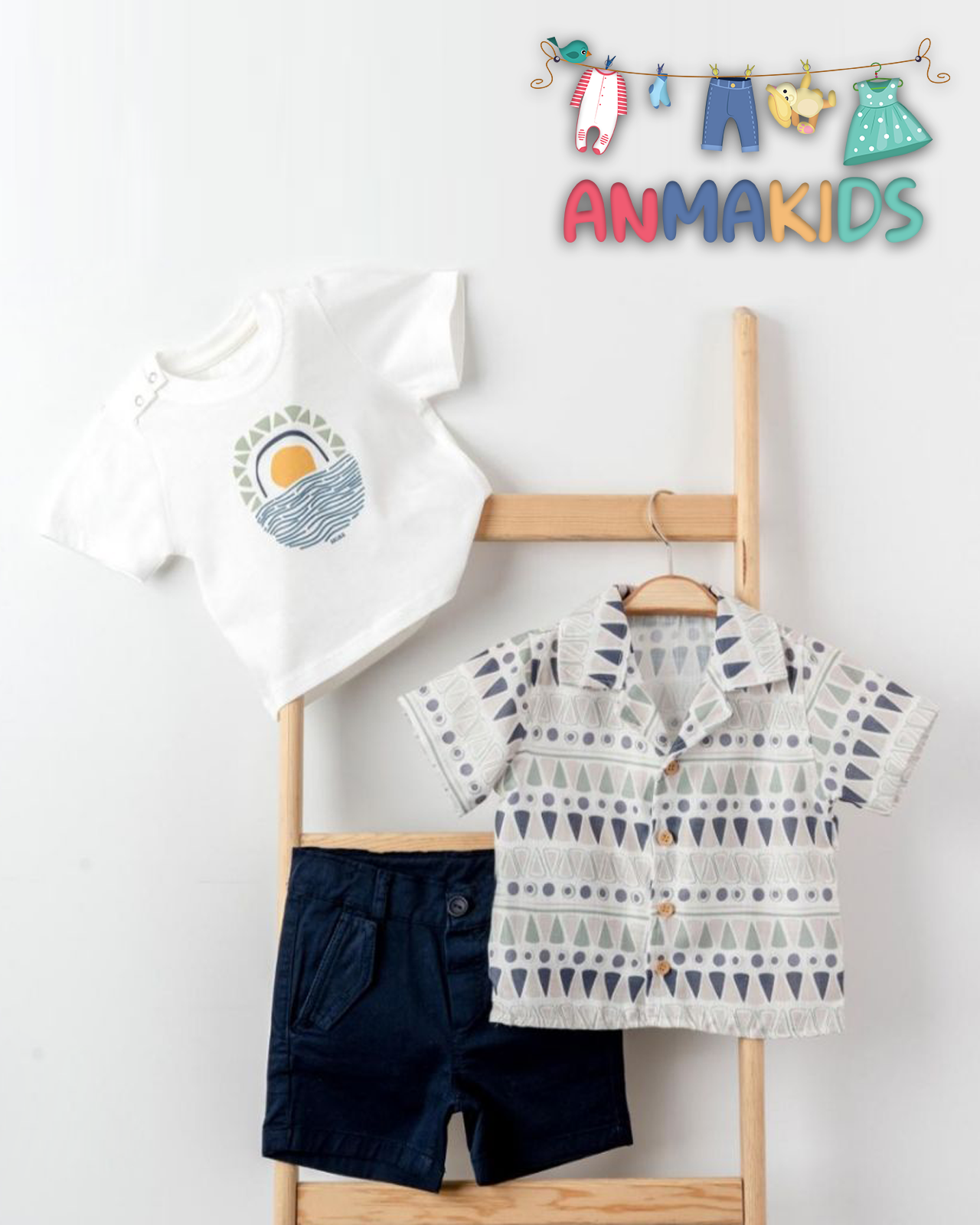 Ensemble 3 pieces Chemise+Tshirt+Short