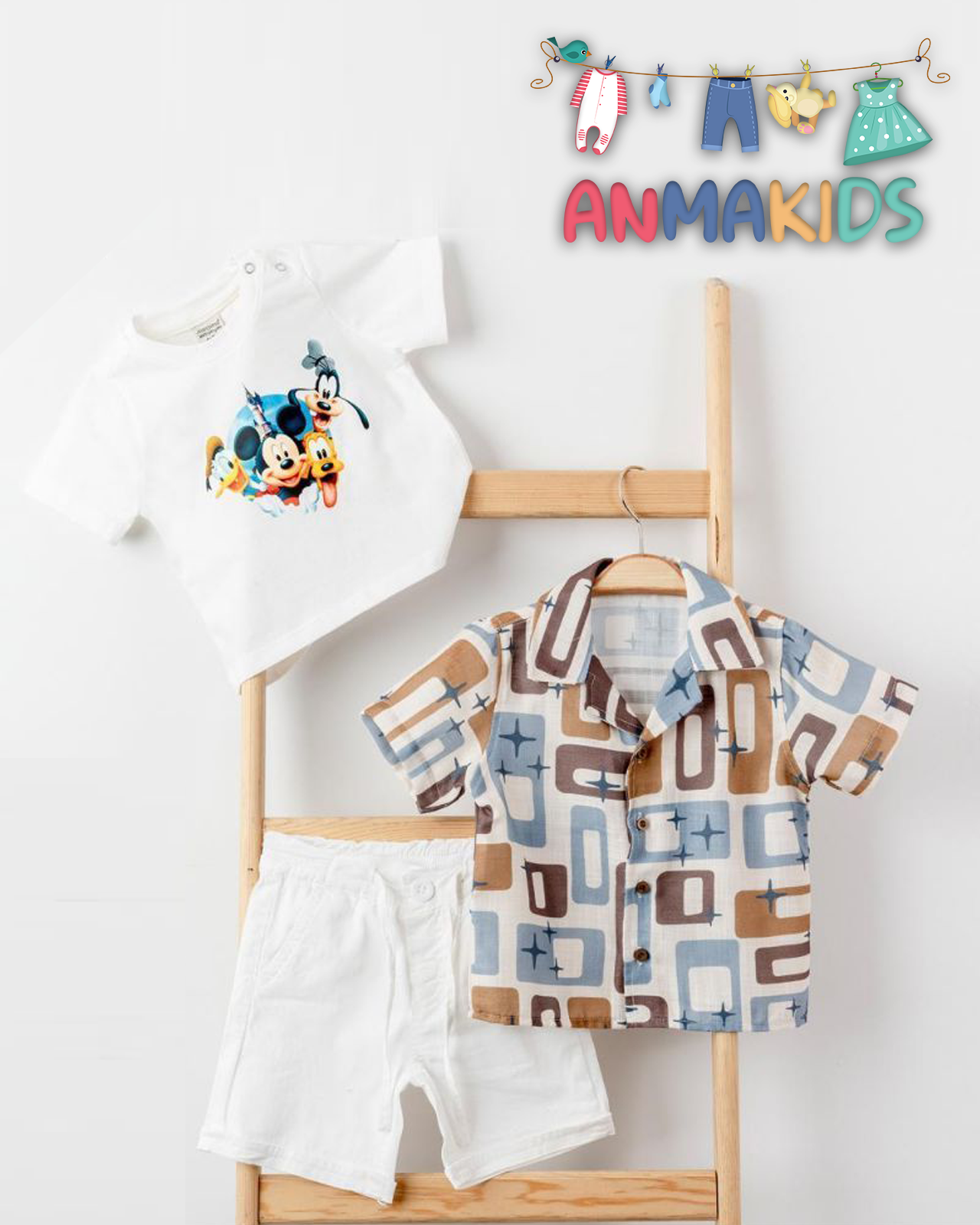 Ensemble 3 pieces Chemise+Tshirt+Short