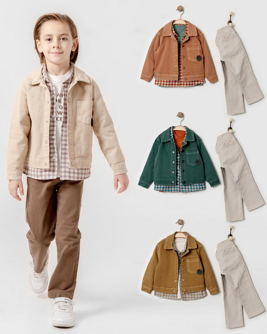 Ensemble 4 pieces Jacket+chemise+T-shirt+pantalon