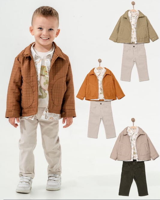 Ensemble 4 pièces Jacket+chemise+T-shirt+pantalon
