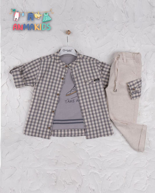 Ensemble 3 pieces Chemise+Tshirt+Pantalon