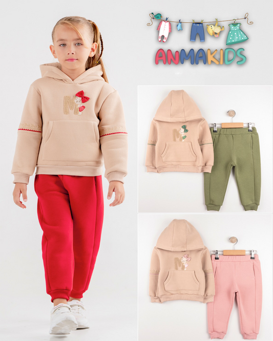 Survêtement molletonné pour filles Sweat à capuche et pantalon