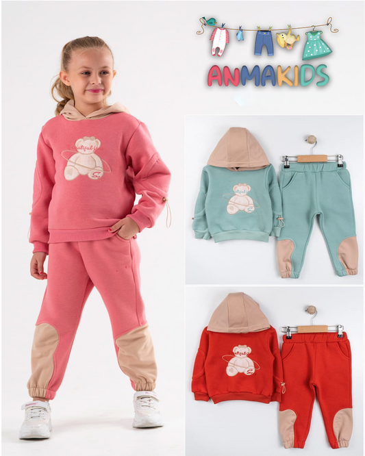 Survêtement molletonné pour filles Sweat à capuche et pantalon