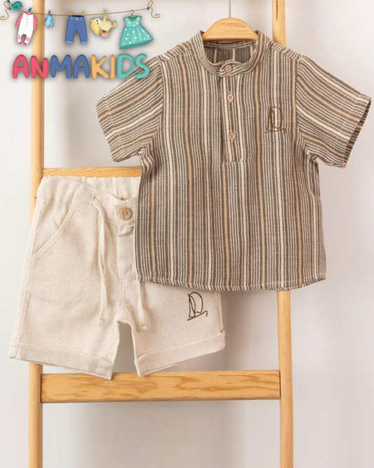 Ensemble en Lin 2 pieces Chemise+Short